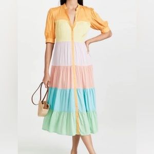 Never Fully Dressed Pastel ombré Rainbow maxi Dress Size 4